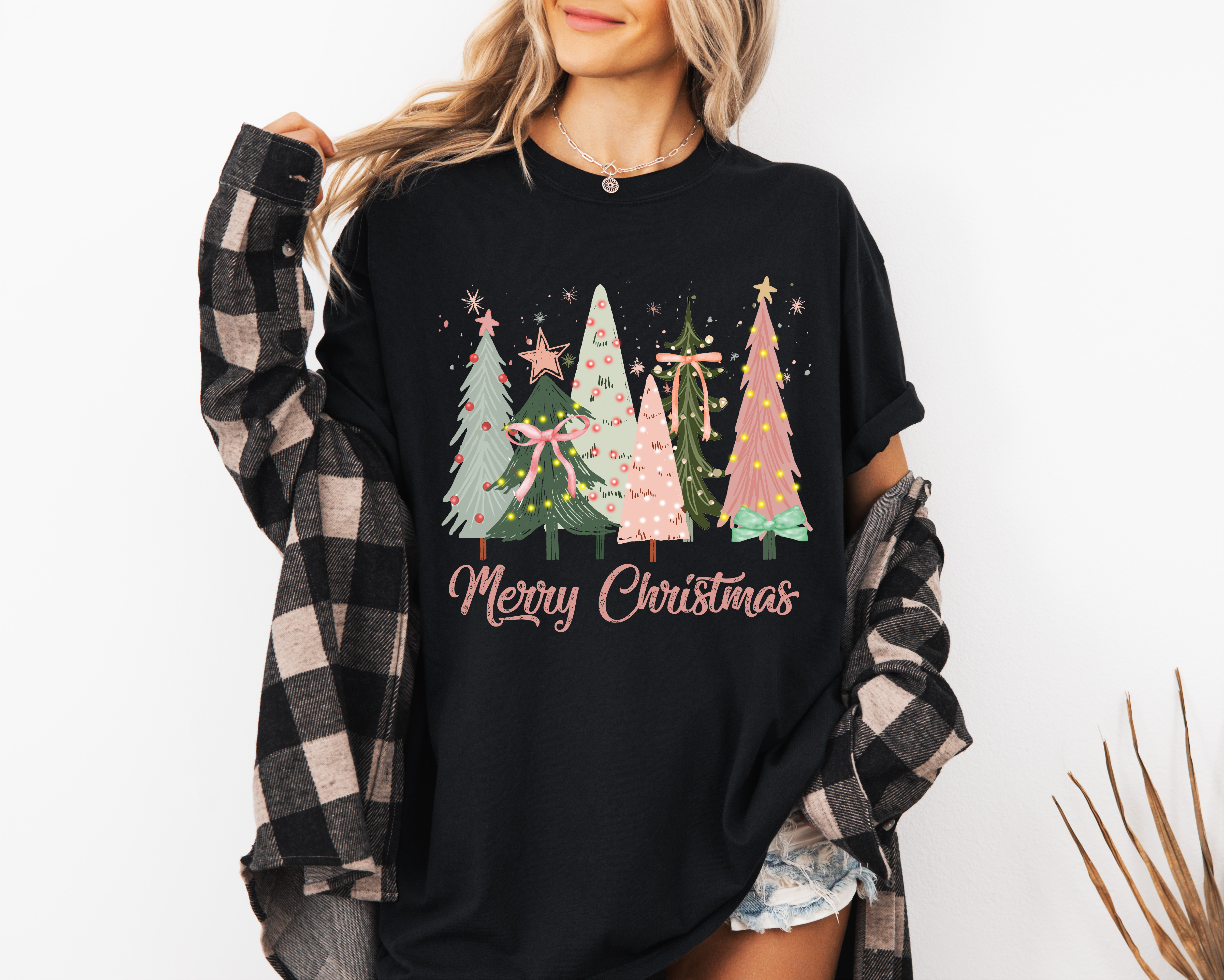 Merry Christmas Bows and Pink Trees