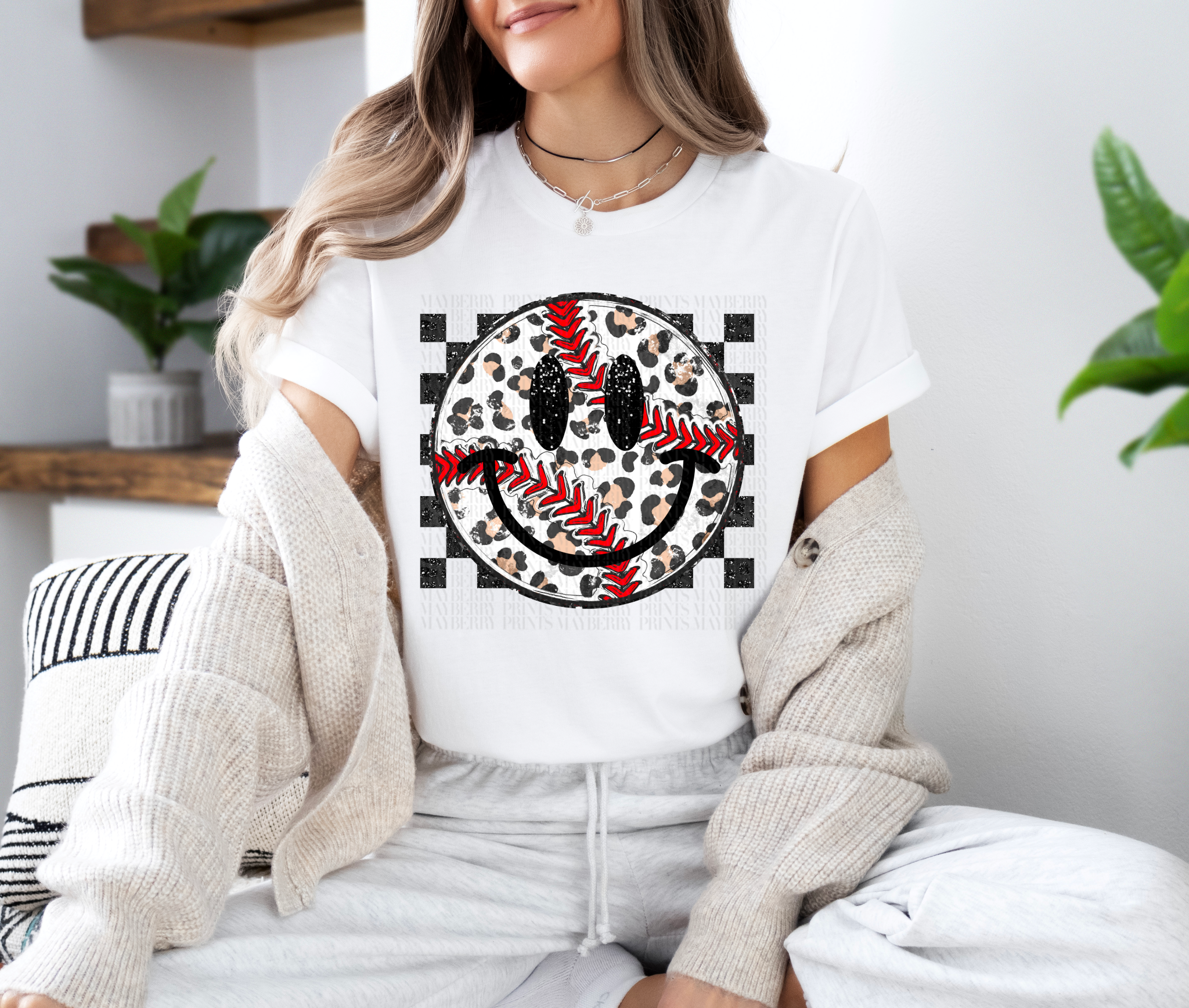 Checkered Leopard Baseball Grunge