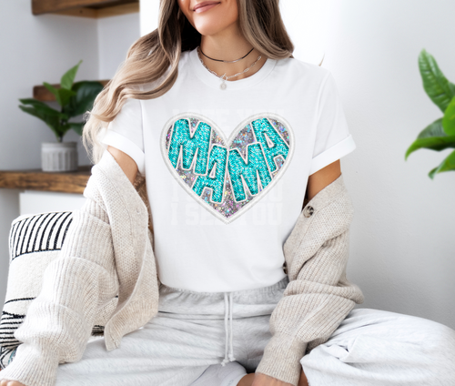 Load image 1 in gallery view. Faux Sequin Mama Heart