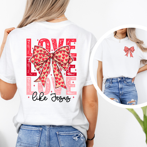Load image 1 in gallery view. Love Love Like Jesus with Bow