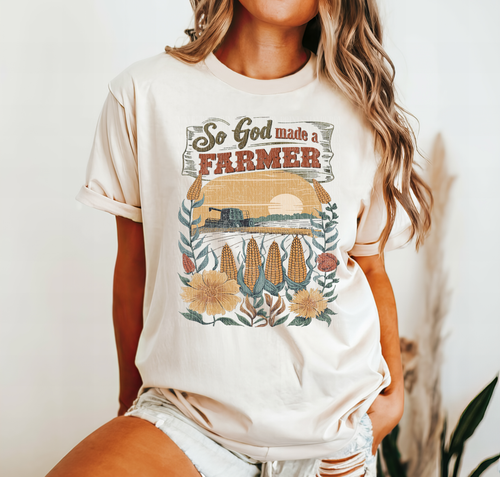 Load image 1 in gallery view. So God Made A Farmer Distressed