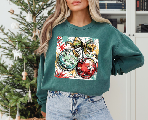 Load image 1 in gallery view. Distressed Doodle Christmas Ornments