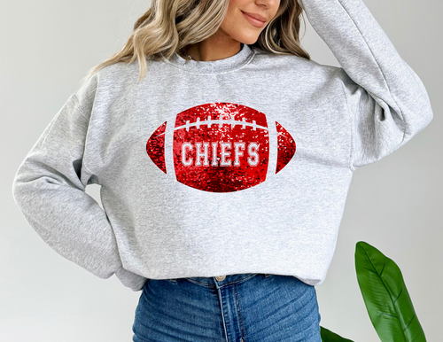 Load image 1 in gallery view. Red Sequin Chief Football