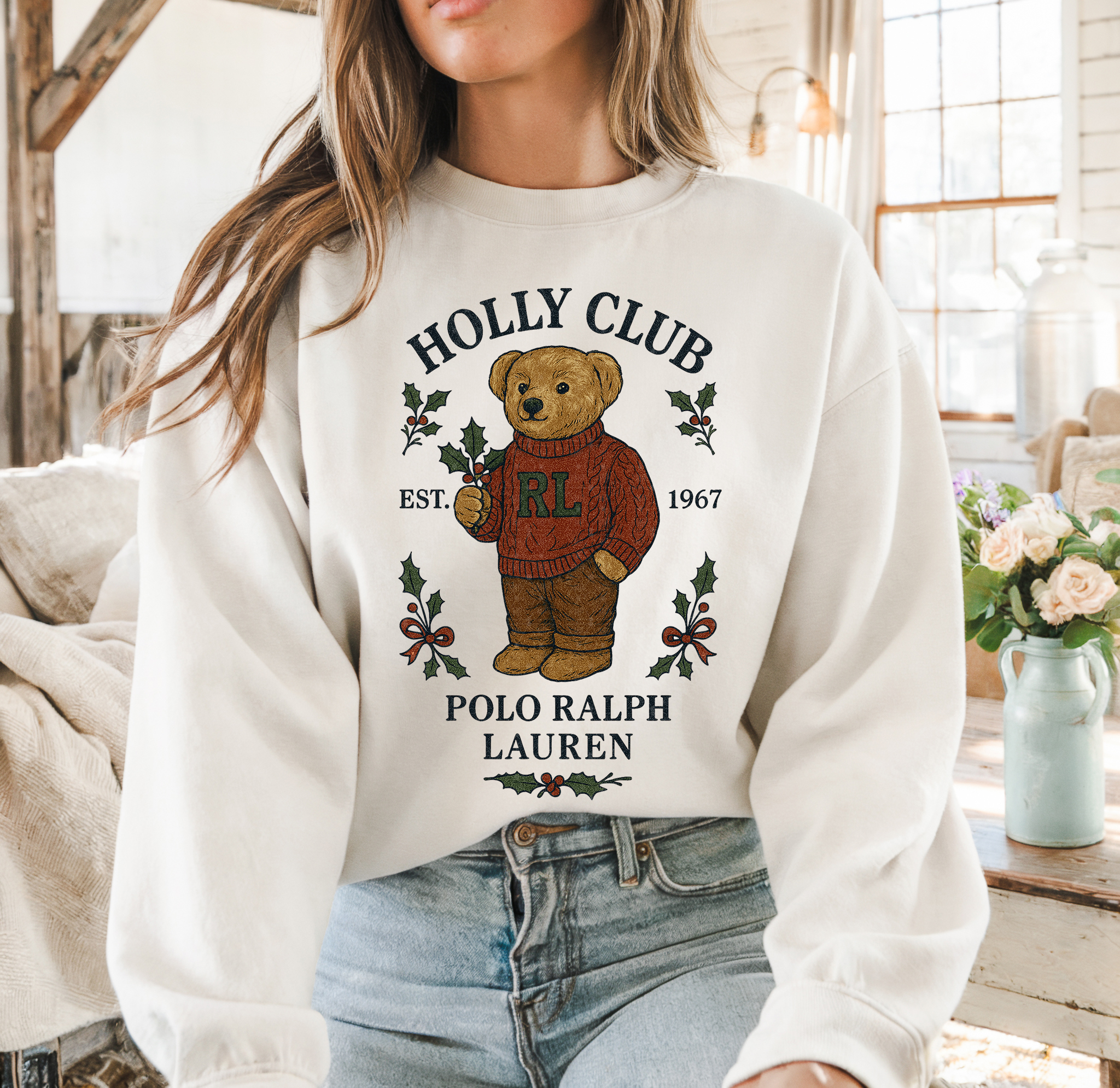 Holly Club Bear – Mayberry Prints
