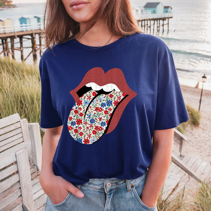 Red White and Blue Floral Tongue