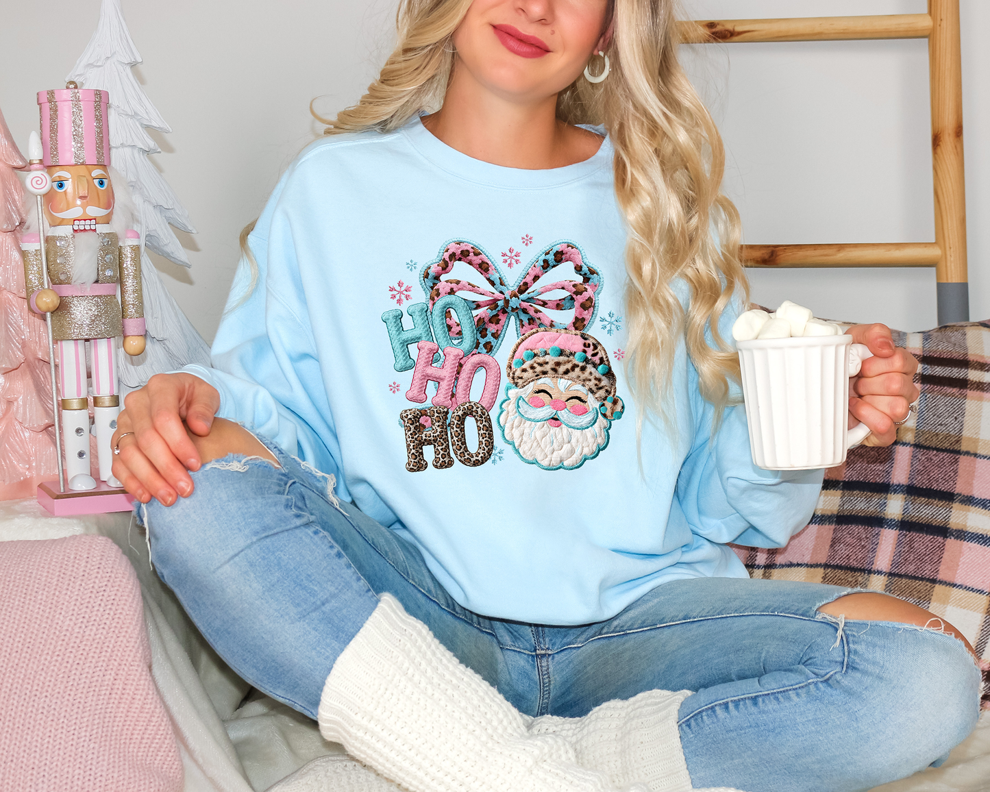 Crochet Ho Ho Ho with Bow and Santa