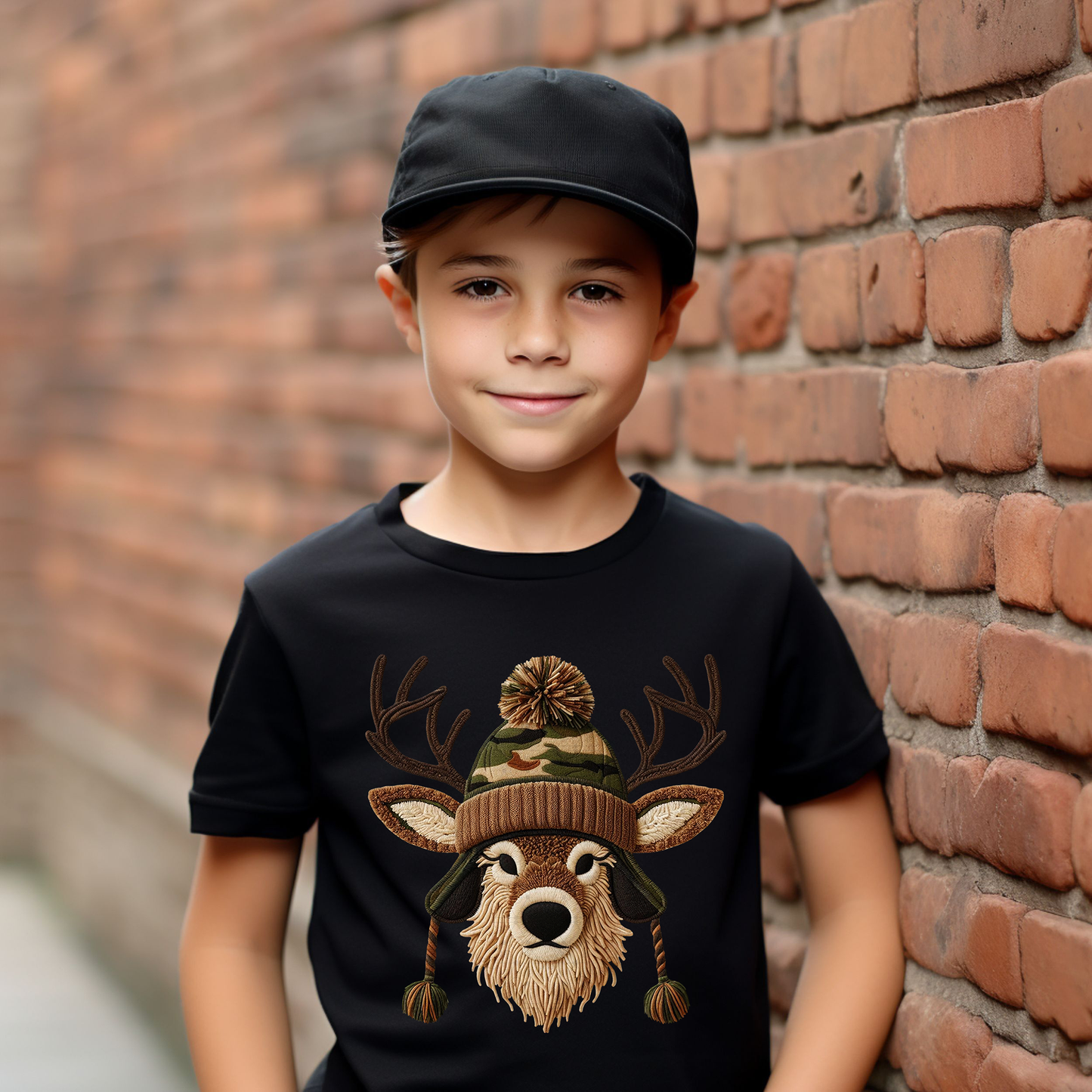 Faux Stitched Deer and Beanie