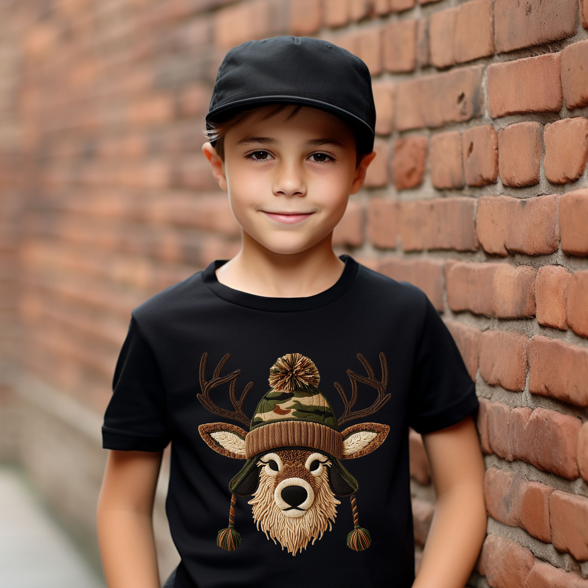 Faux Stitched Deer and Beanie