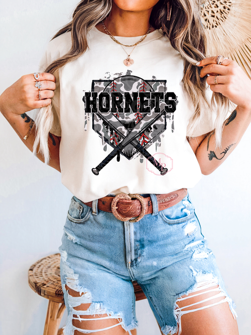Load image 1 in gallery view. Camo Hornets Drip
