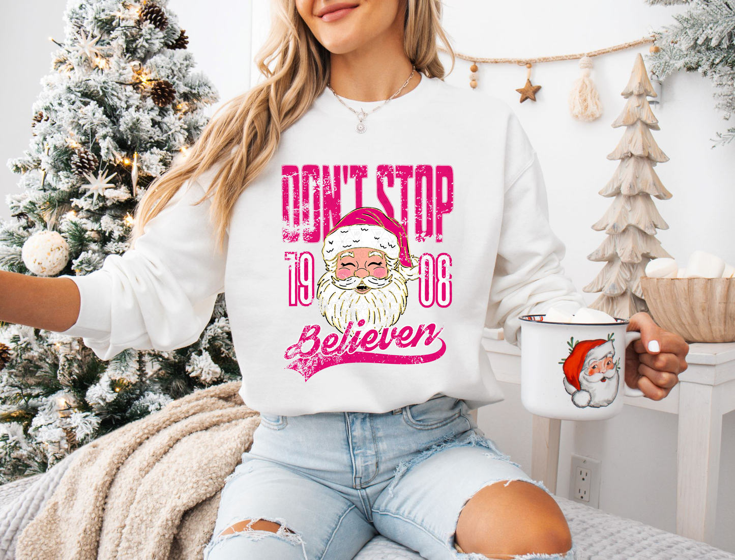 Distressed Santa Don't Stop Believin'