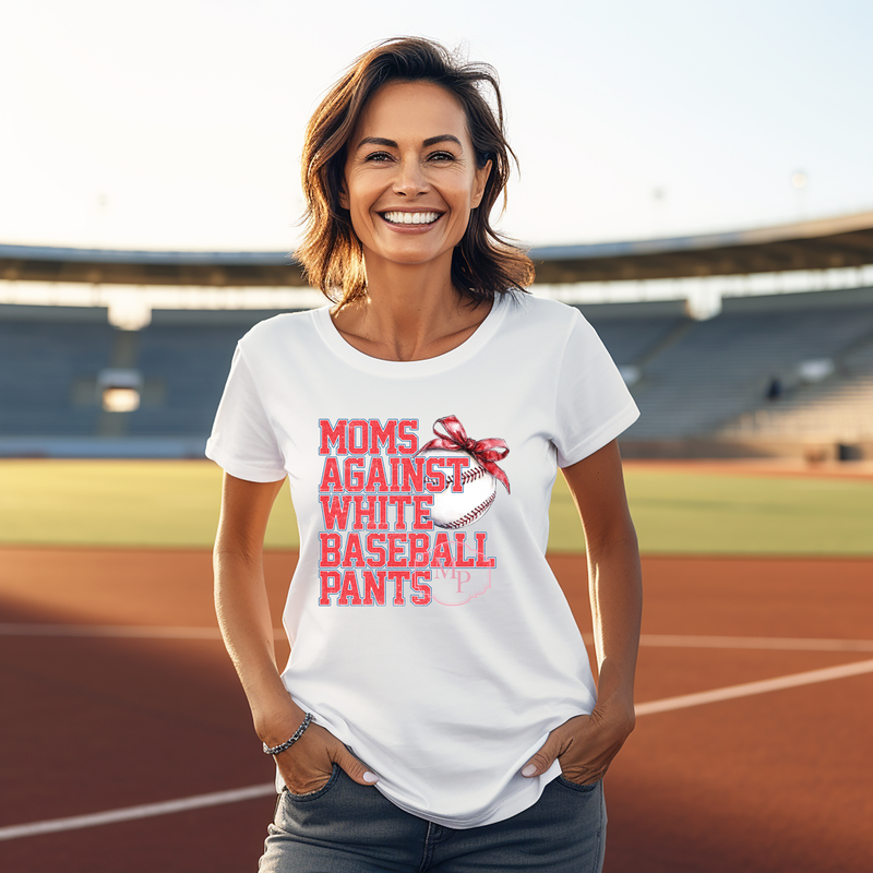 Mom Against White Baseball Pants