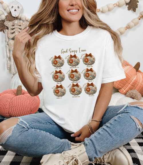 Load image 1 in gallery view. God Says I Am Stitched Pumpkins