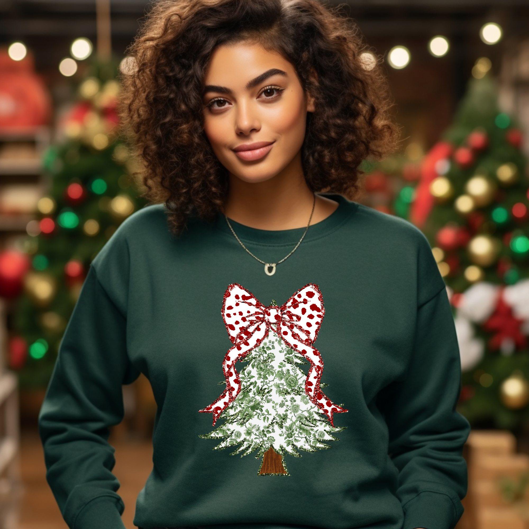 Sparkle Green and Red Christmas Tree
