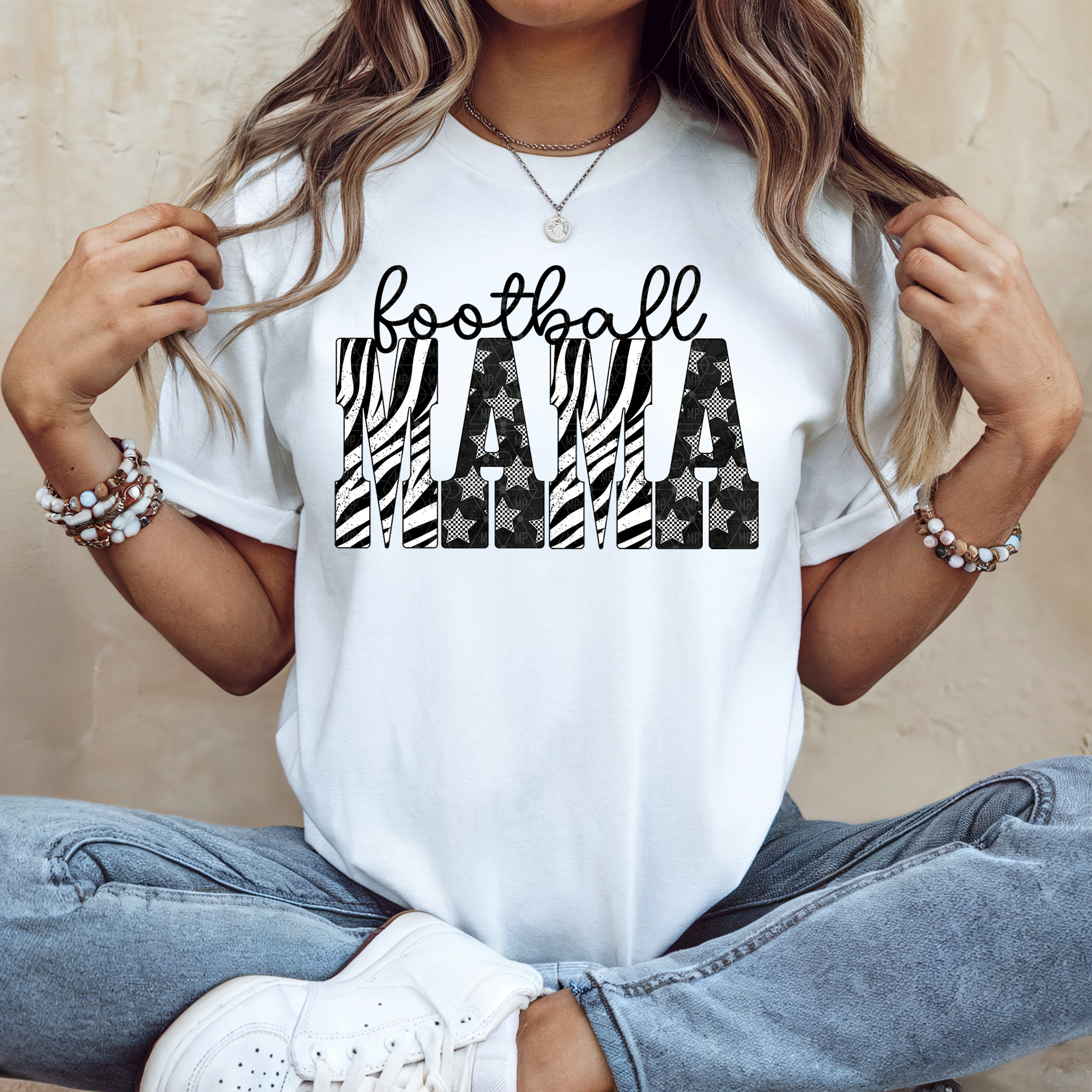 Zebra Funky Football Mama