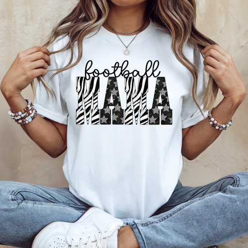 Load image 1 in gallery view. Zebra Funky Football Mama
