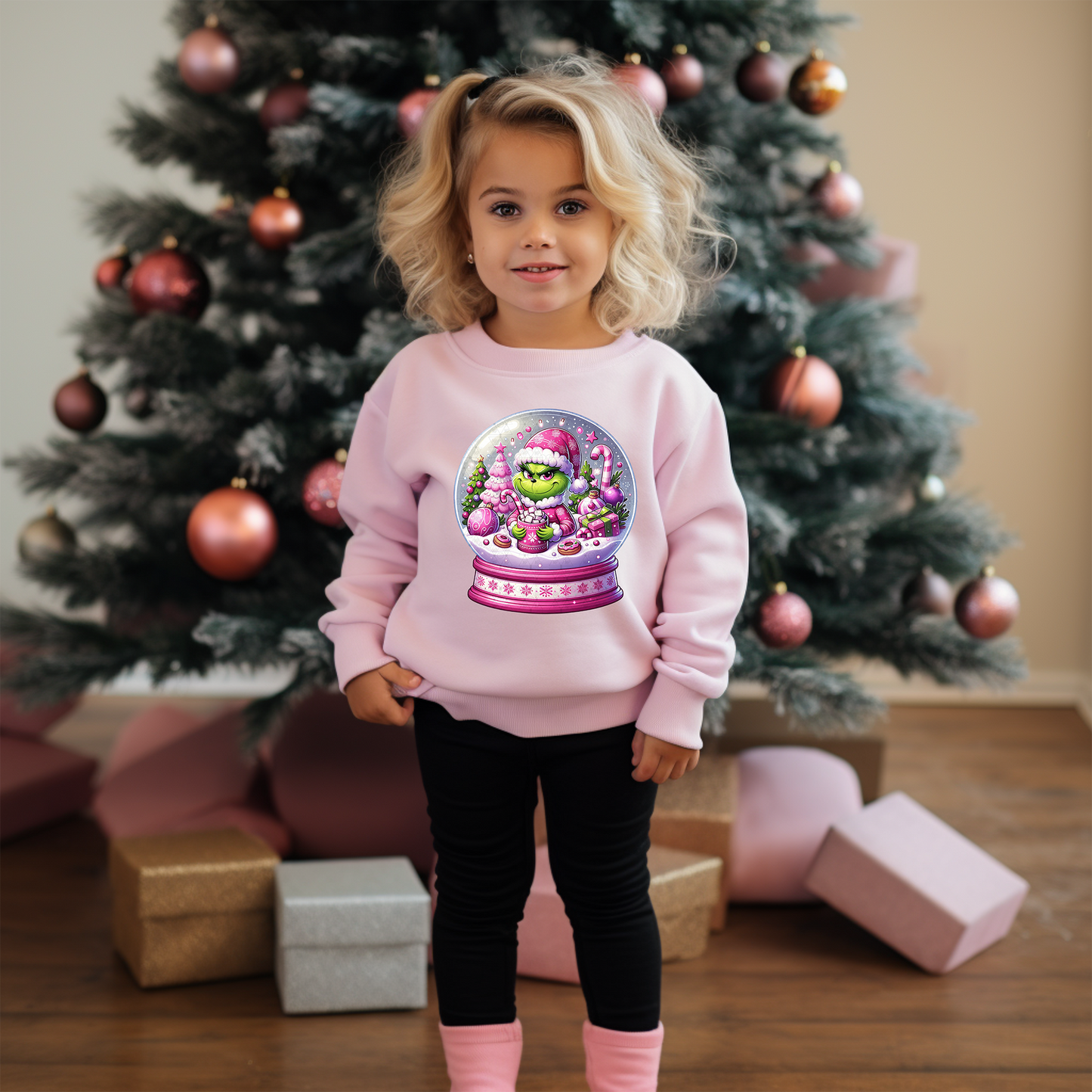 Pink Green In Winter Land Globe