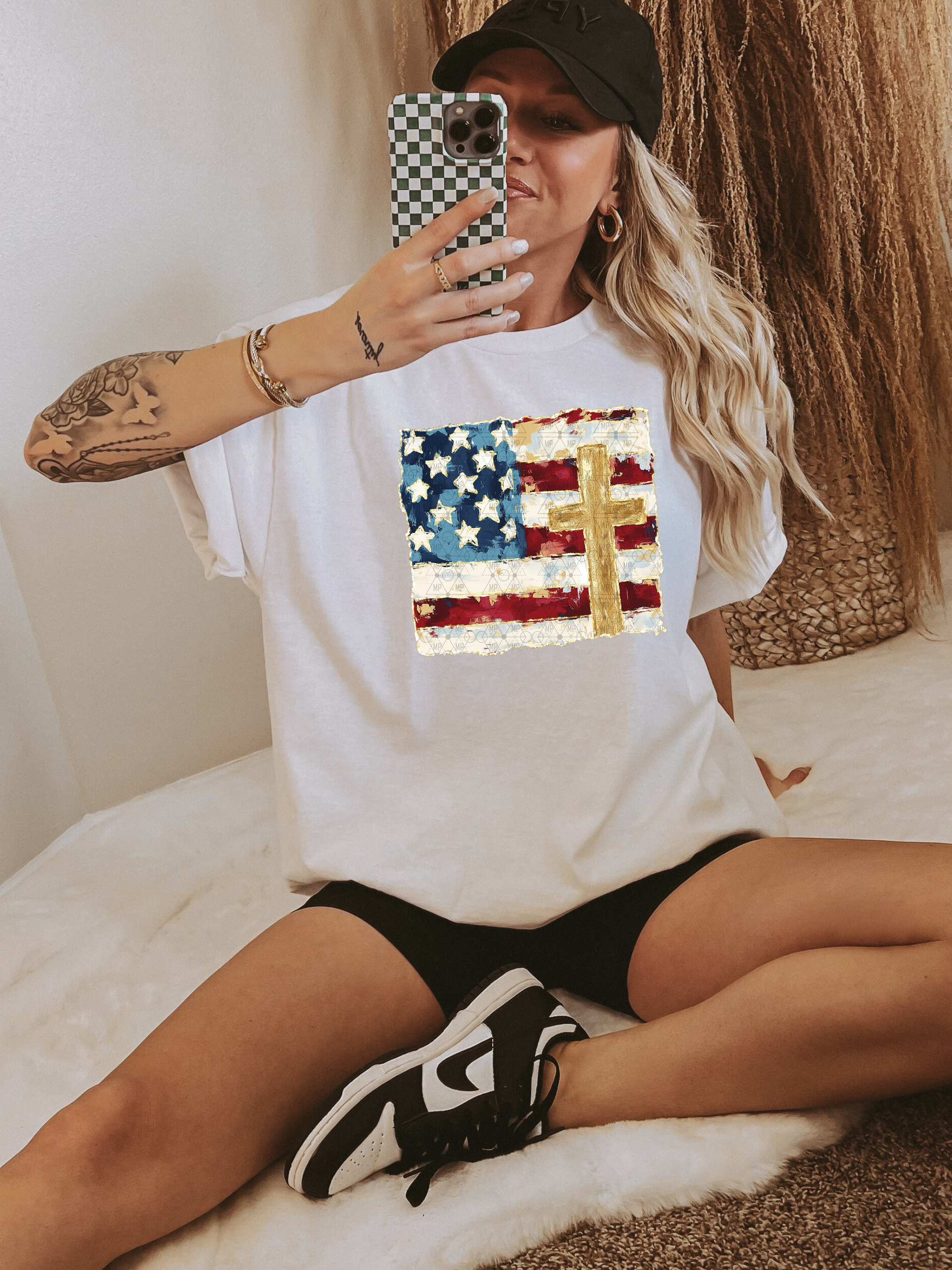 Painted Cross and Flag