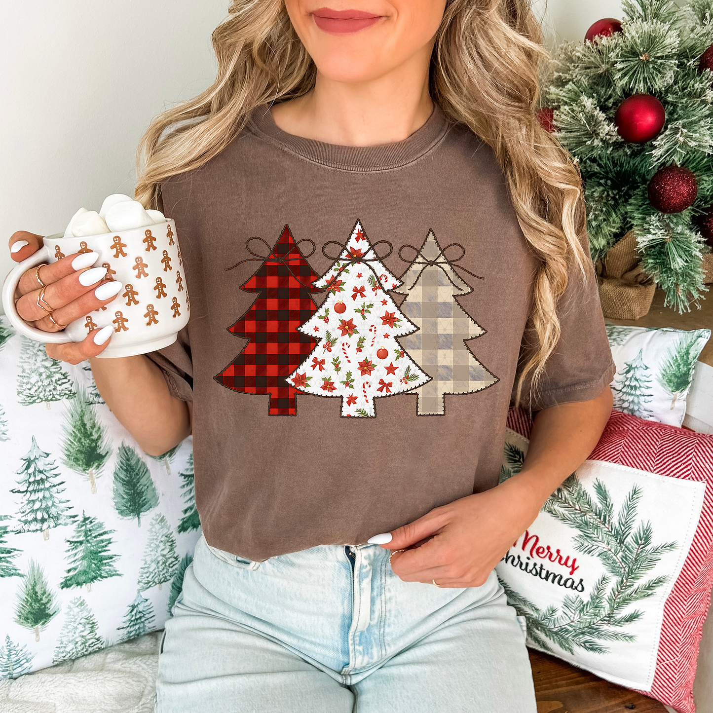 Checkered and Flower Christmas Trees