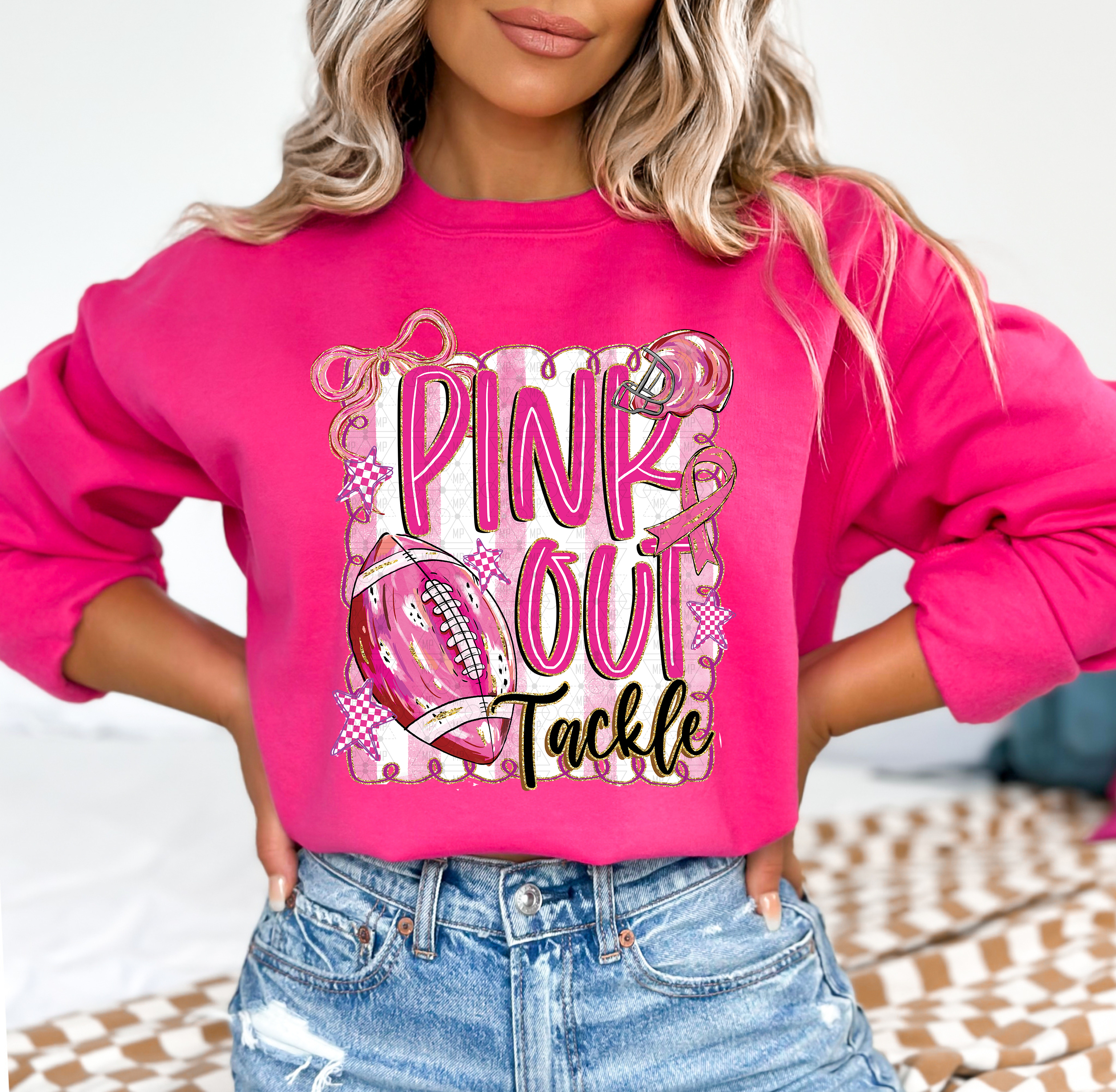 Pink Out Tackle Doodle Frame