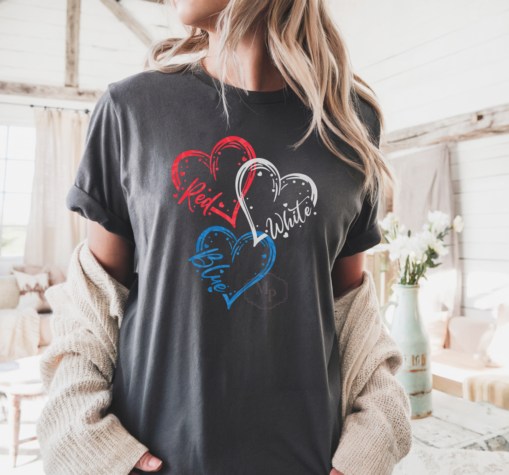 Red White and Blue Hearts