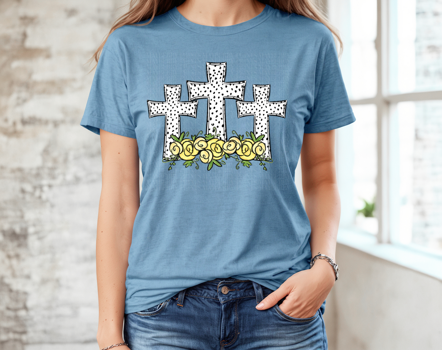 Dalmatian Crosses Yellow Roses