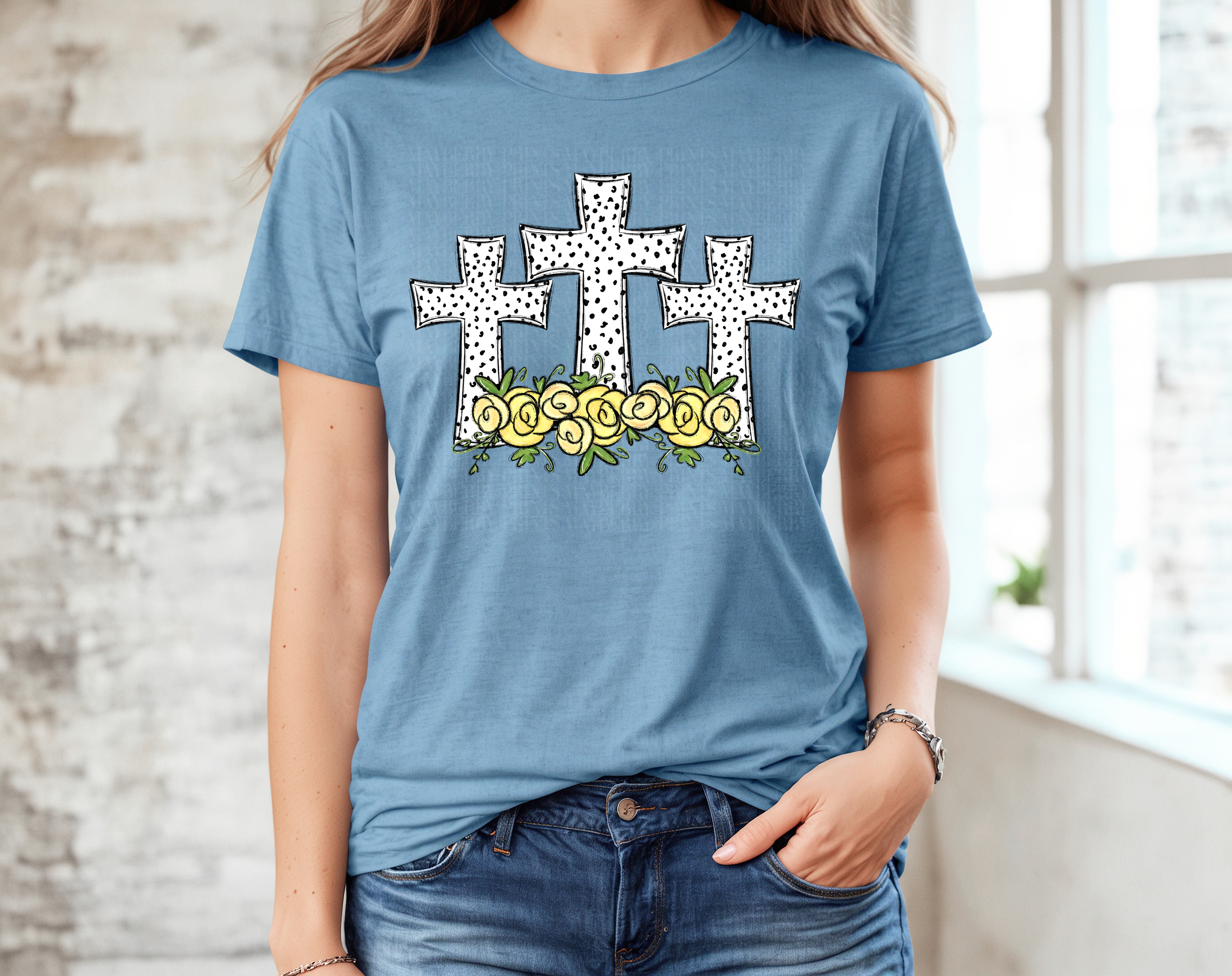 Dalmatian Crosses Yellow Roses