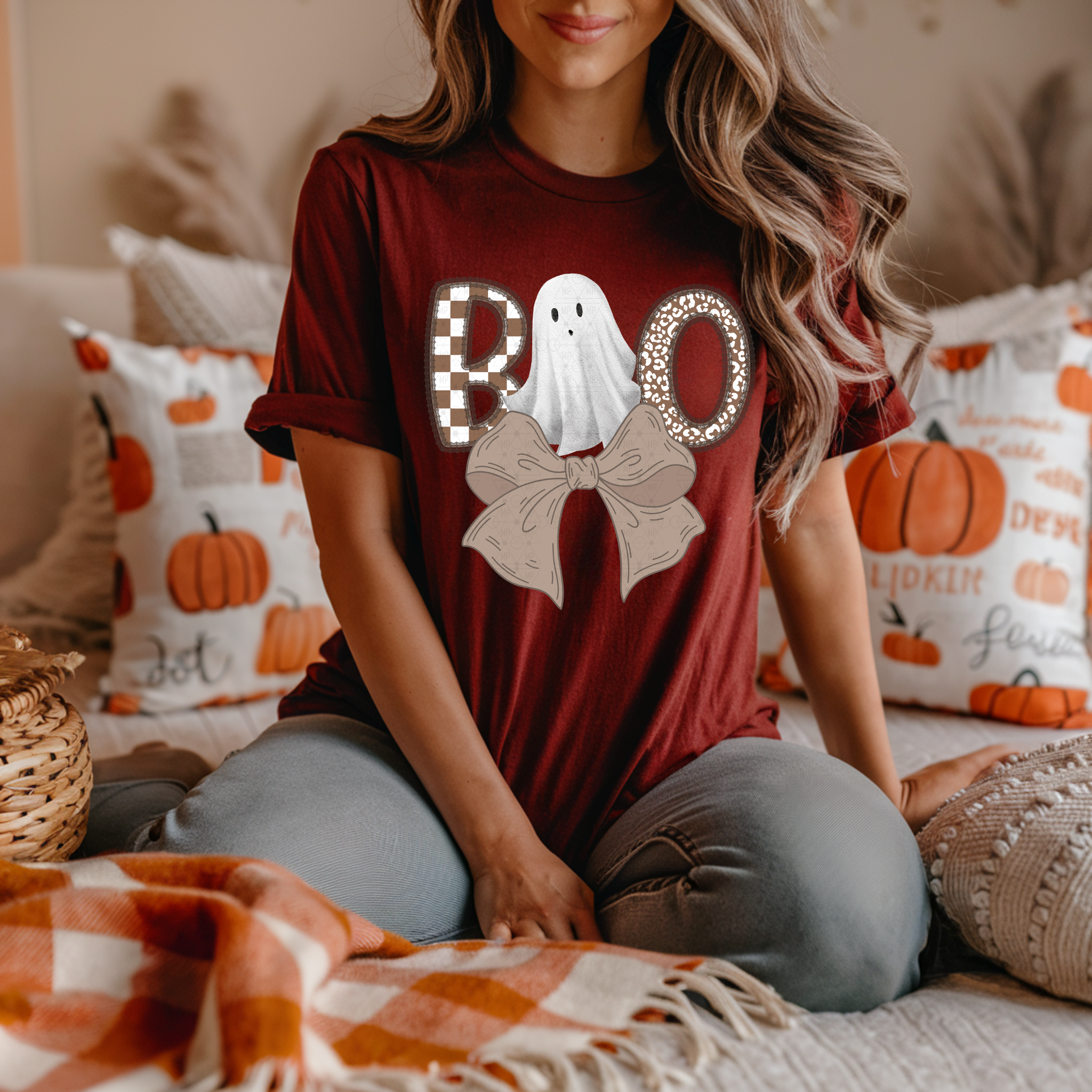 Classy Checkered Boo with Ghost