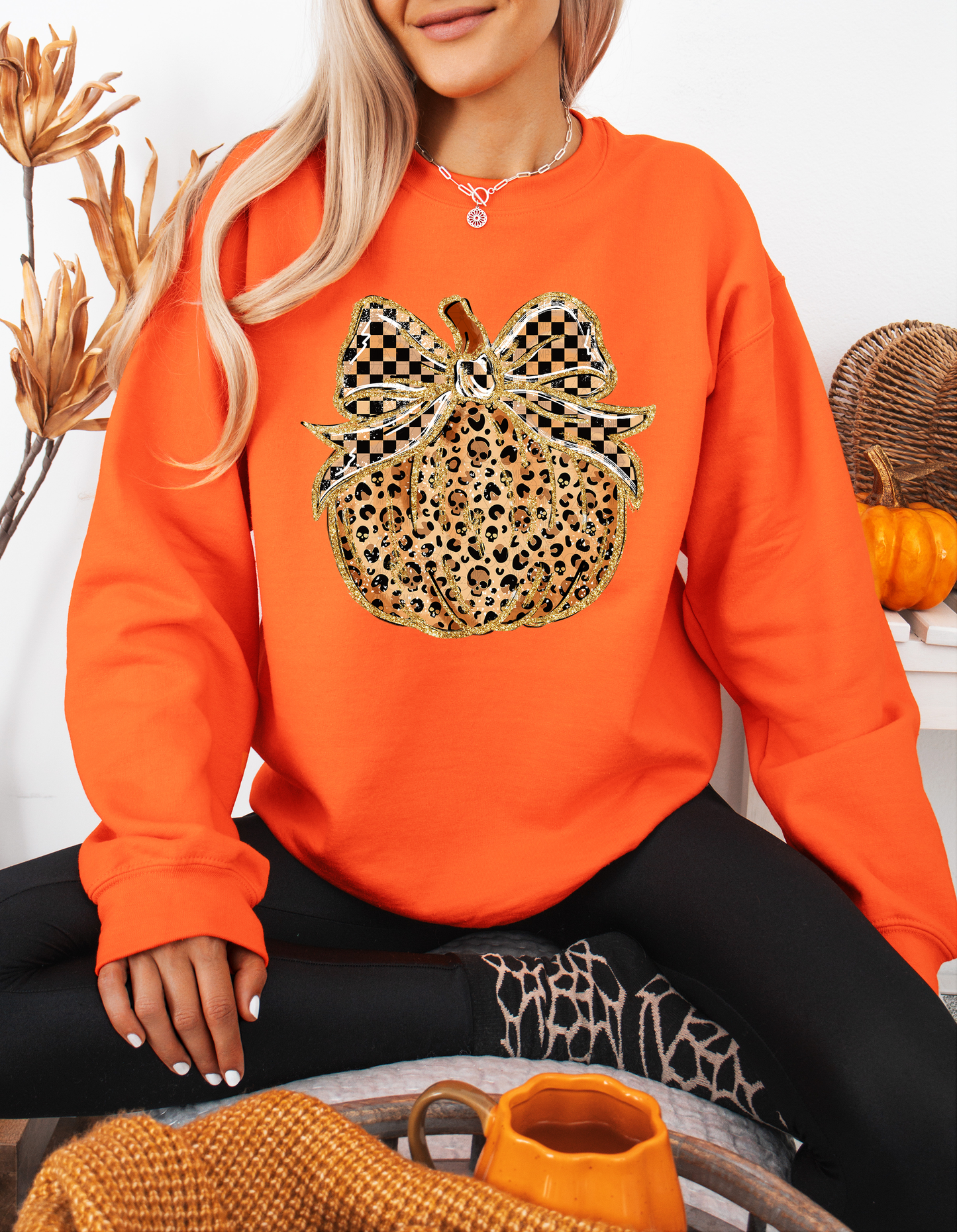 Checkered Bow Leopard Pumpkin