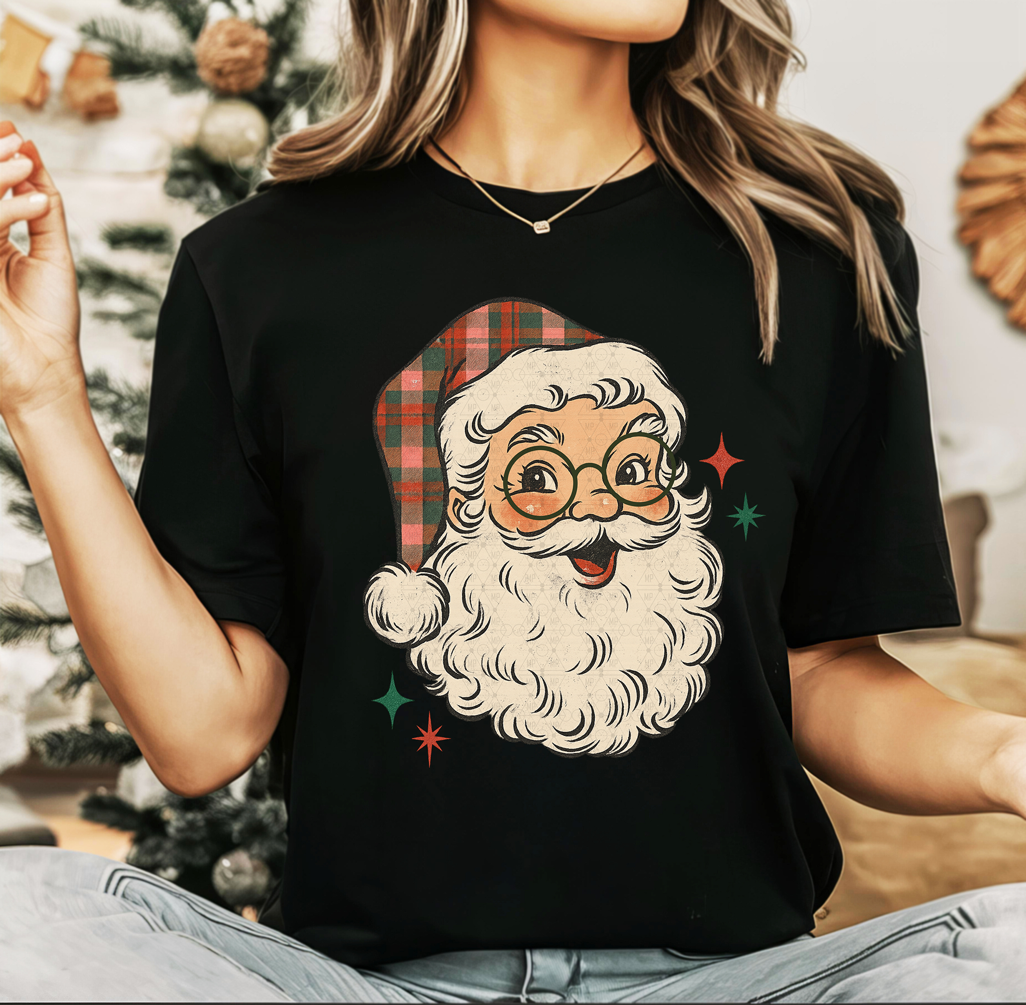 Vintage Plaid Santa