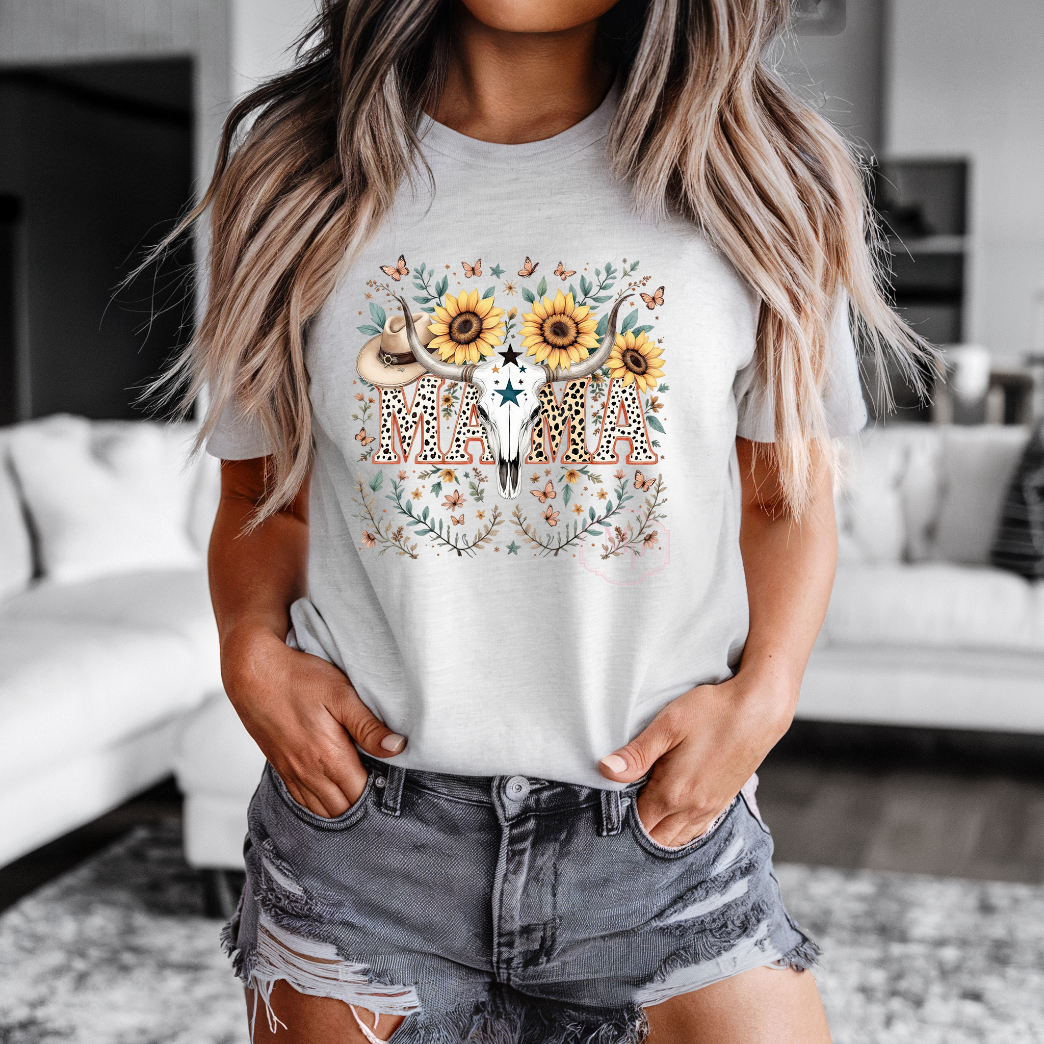 Boho Sunflower Skull Mama