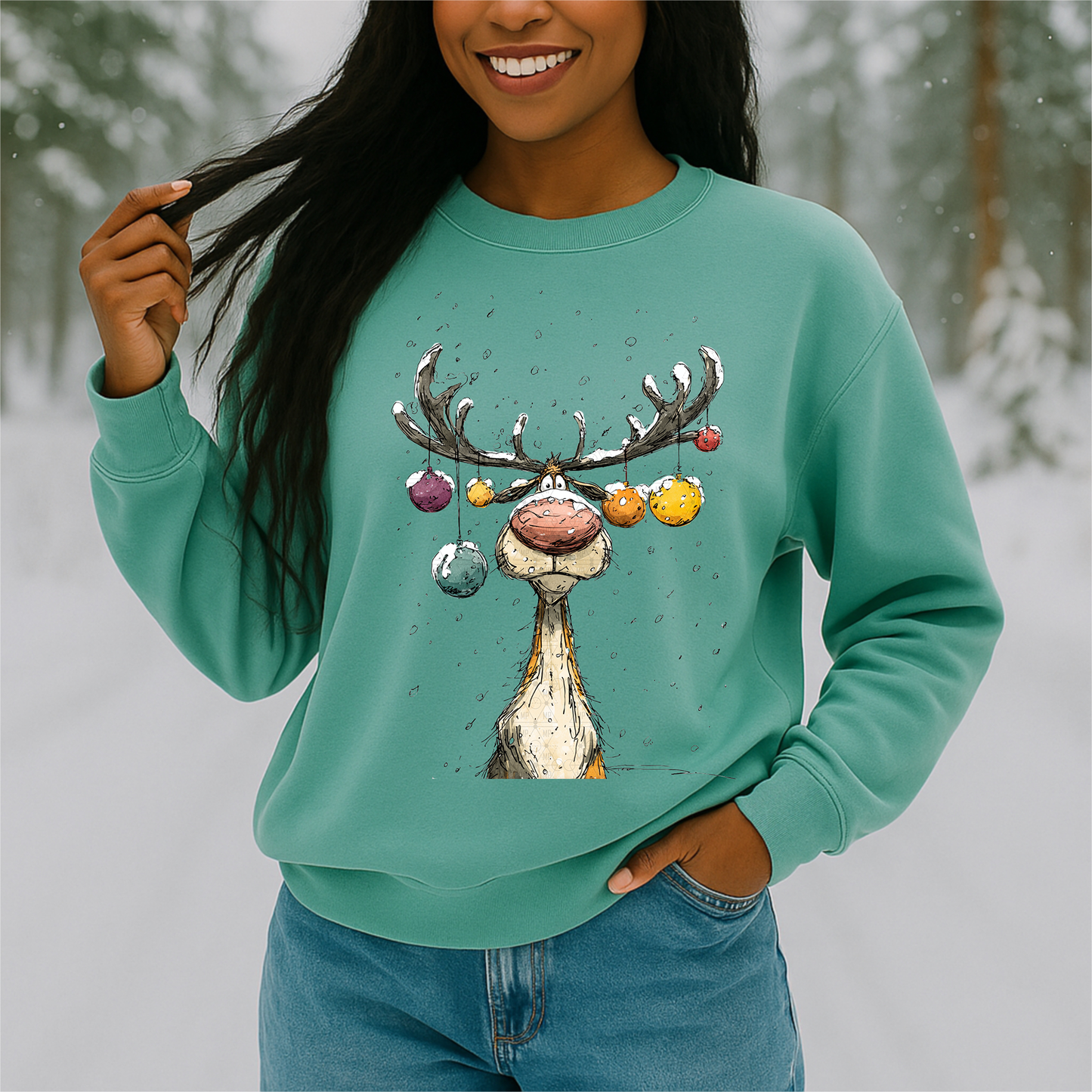 Cute Reindeer and Ornaments