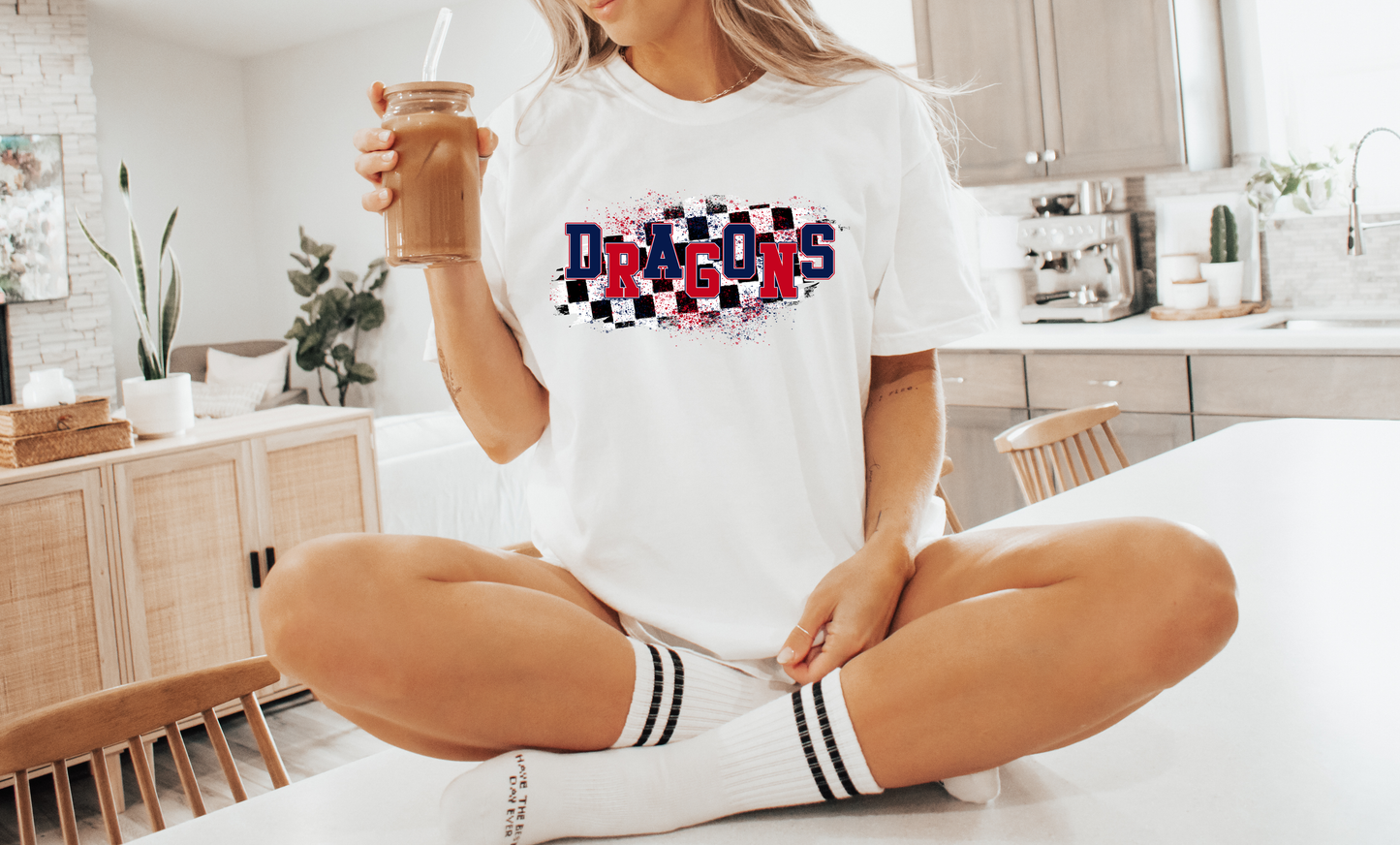 Distressed Checkered Dragons - Navy/Red