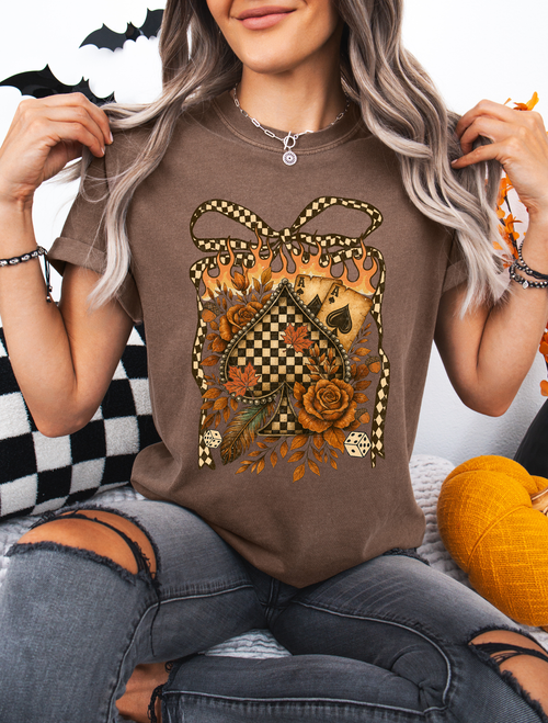 Load image 1 in gallery view. Boho Fall Checkered Spades