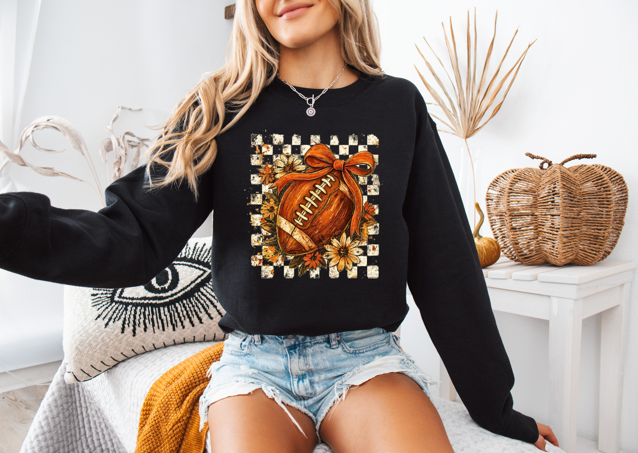 Boho Checkered Fall Football