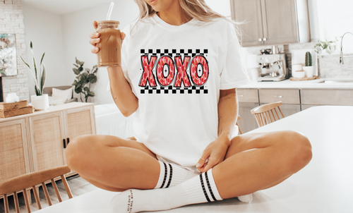 Load image 1 in gallery view. Checkered XOXO Painted