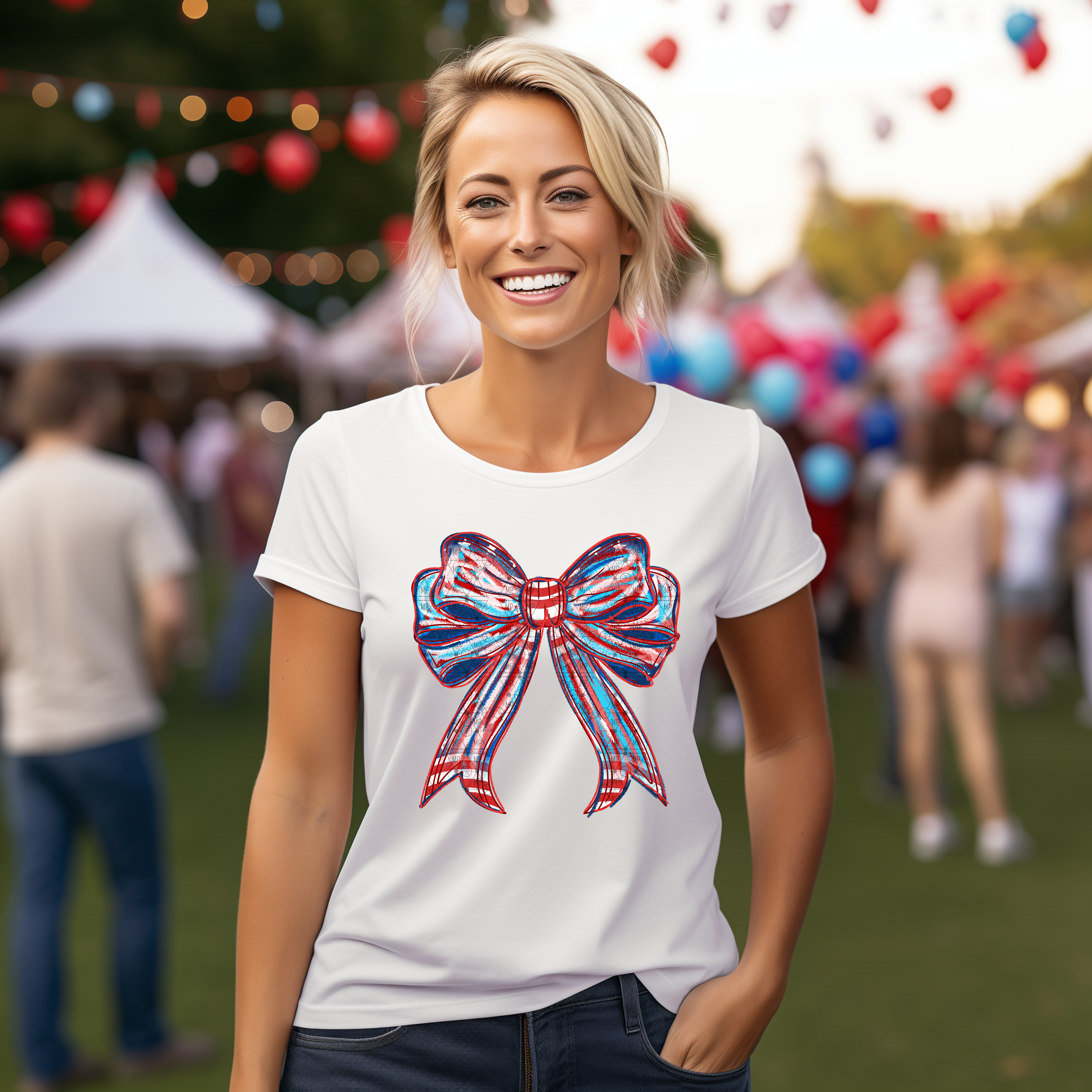 Red White and Blue Bow