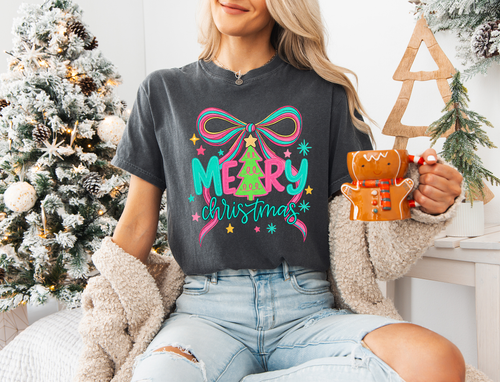 Load image 1 in gallery view. Bright Merry Christmas with Bow