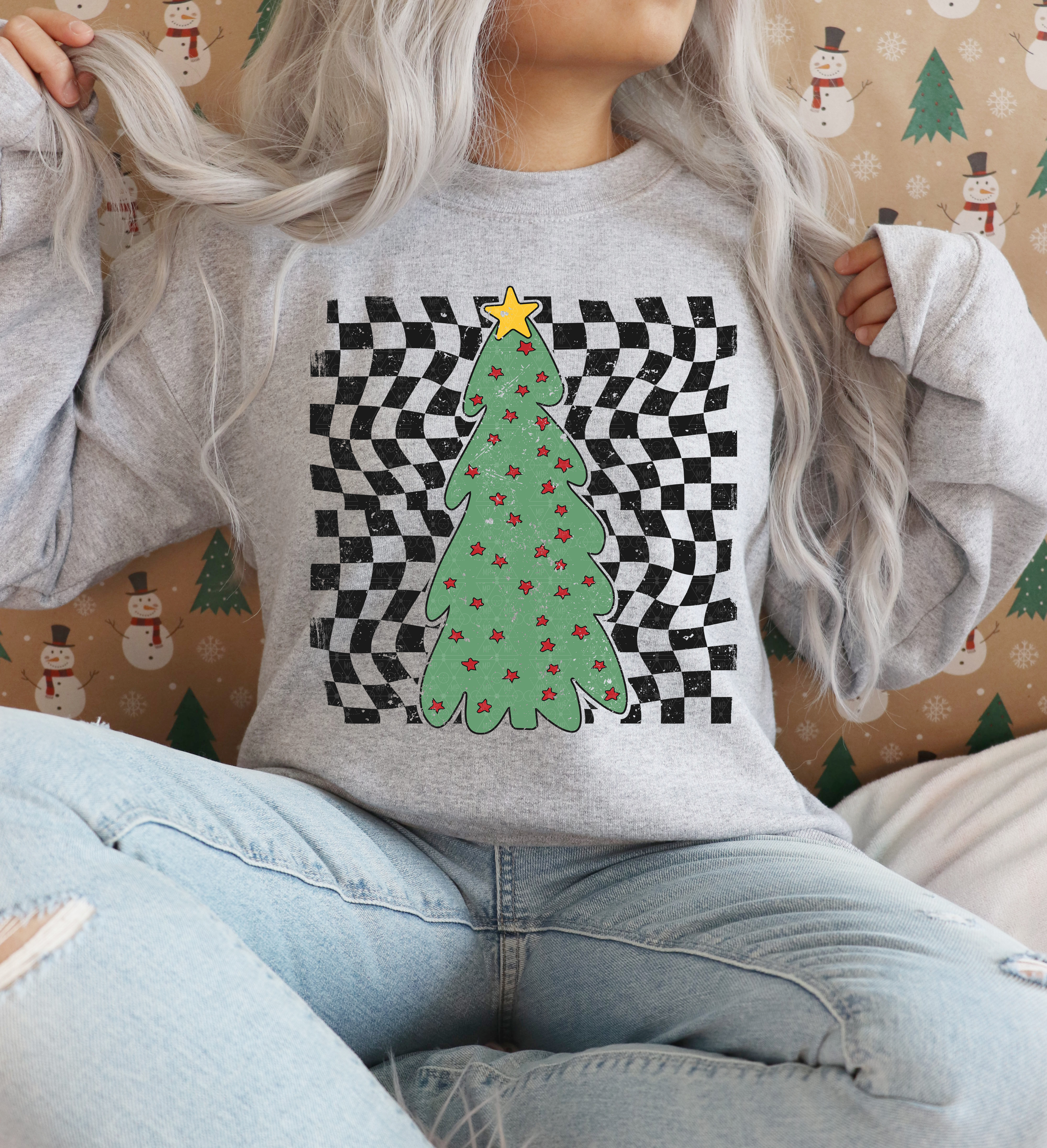 Checkered Doodle Christmas Tree