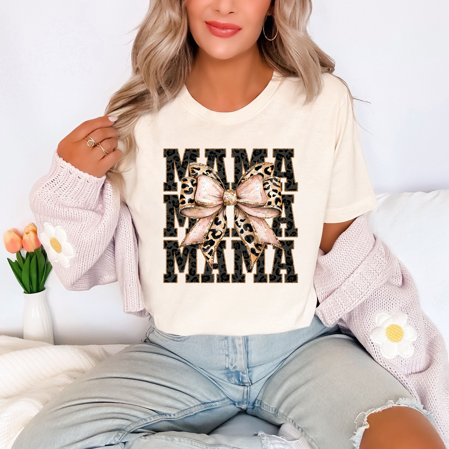 Black Leopard Mama with Bow