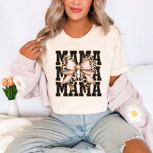 Load image 1 in gallery view. Black Leopard Mama with Bow