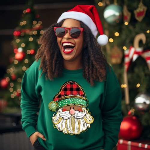 Load image 1 in gallery view. Buffalo Plaid Santa