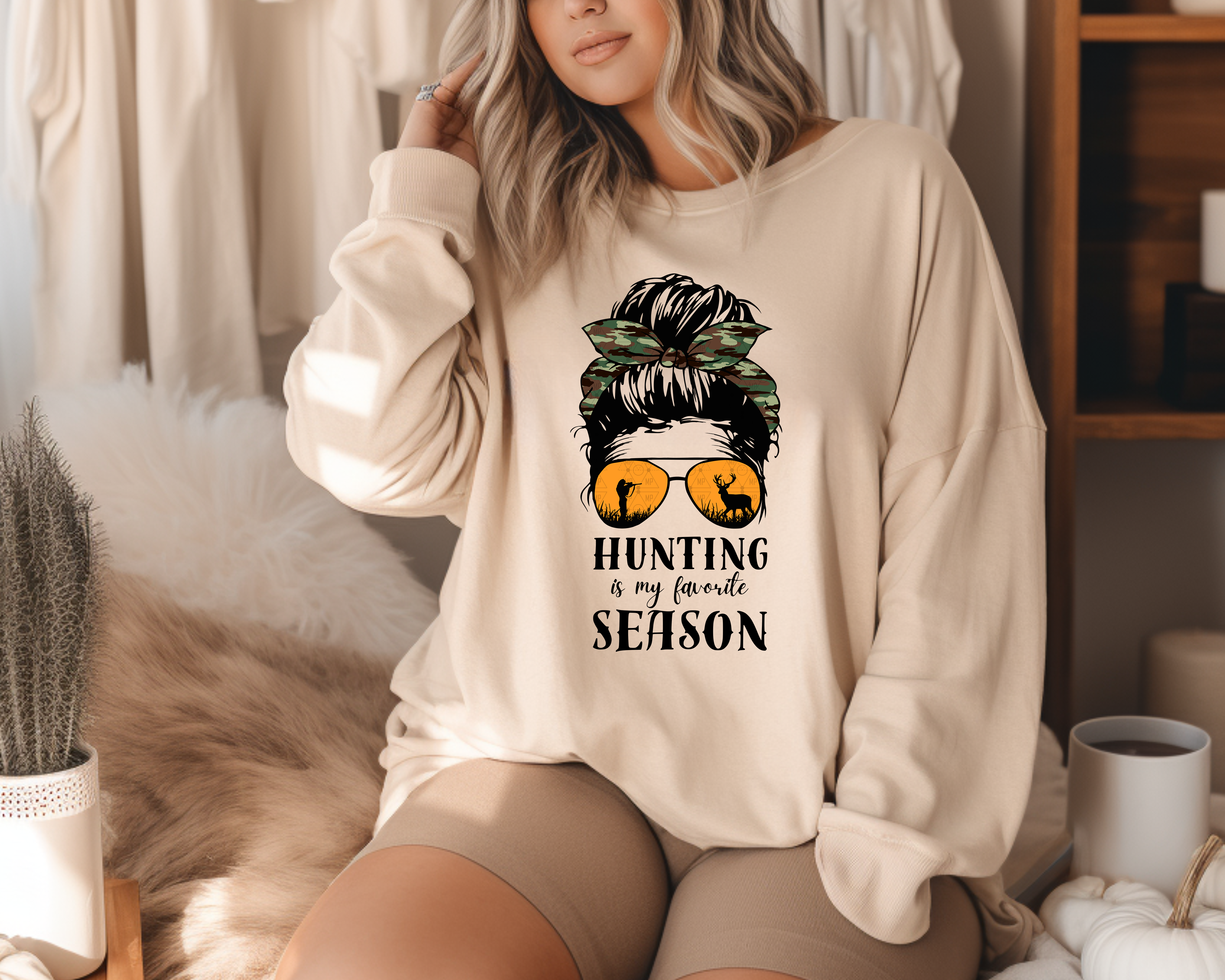 Hunting Is My Favorite Season Messy Bun