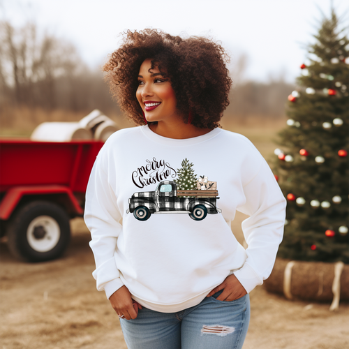 Load image 1 in gallery view. Merry Christmas Buffalo Plaid Truck