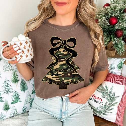 Load image 1 in gallery view. Camo Christmas Tree Black Bow