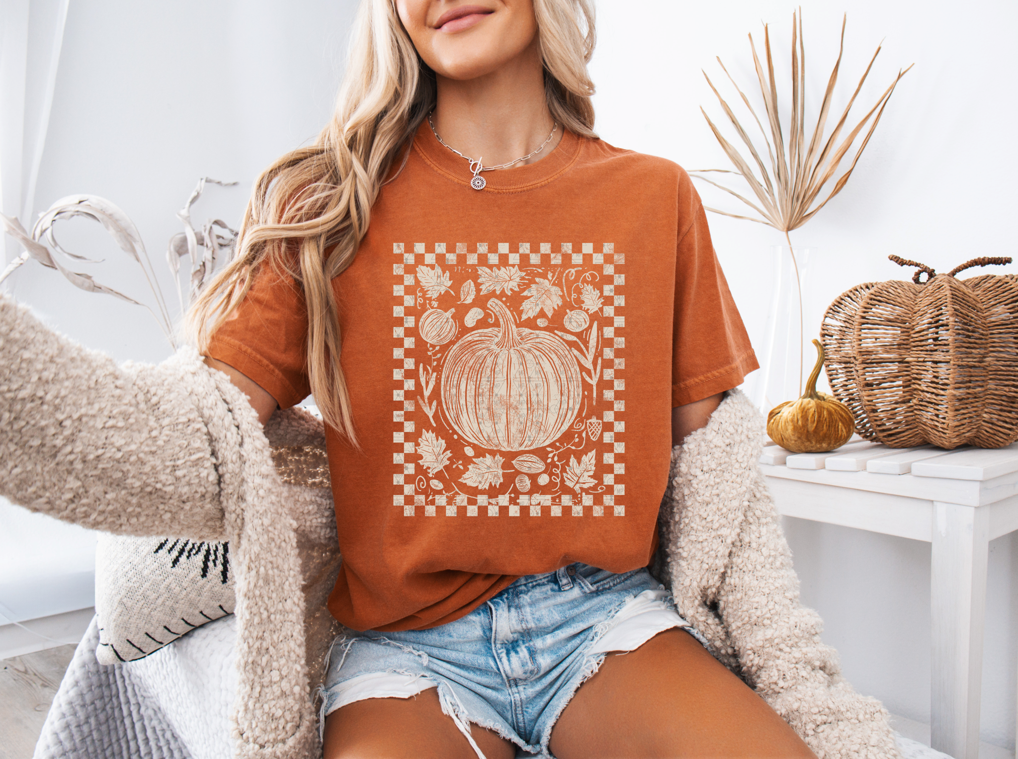 Checkered Boho Pumpkin