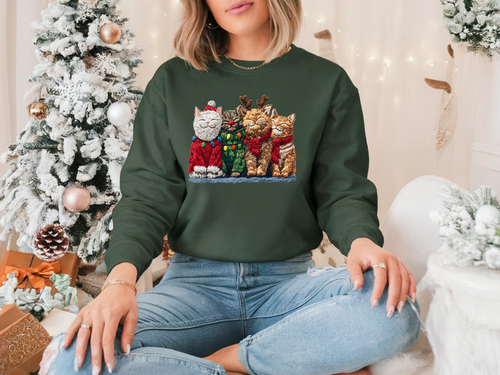 Load image 1 in gallery view. Crochet Christmas Cats