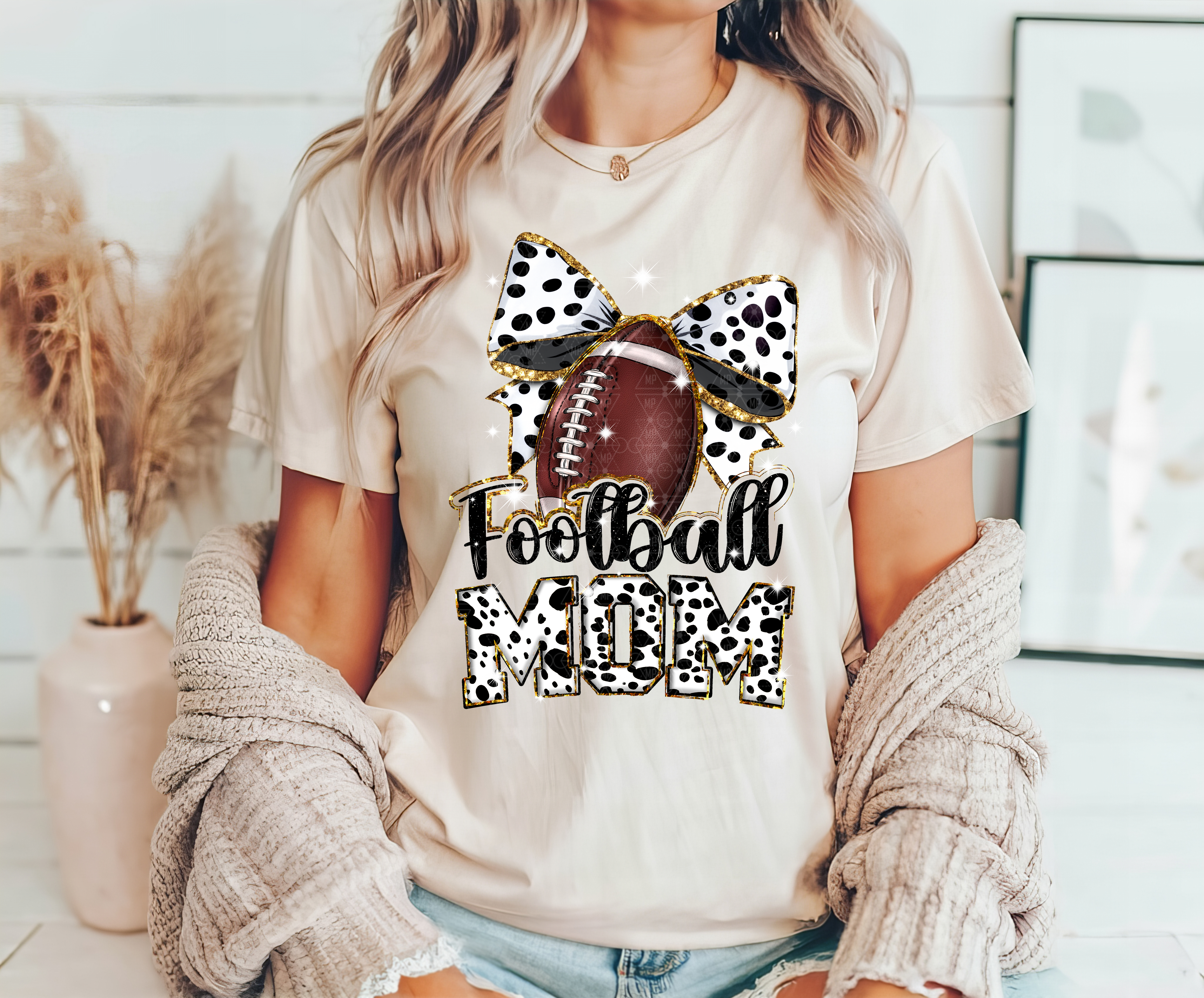 Dalmatian Football Mom with Bow