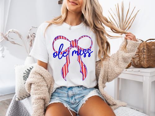 Load image 1 in gallery view. Preppy Ole Miss Bow