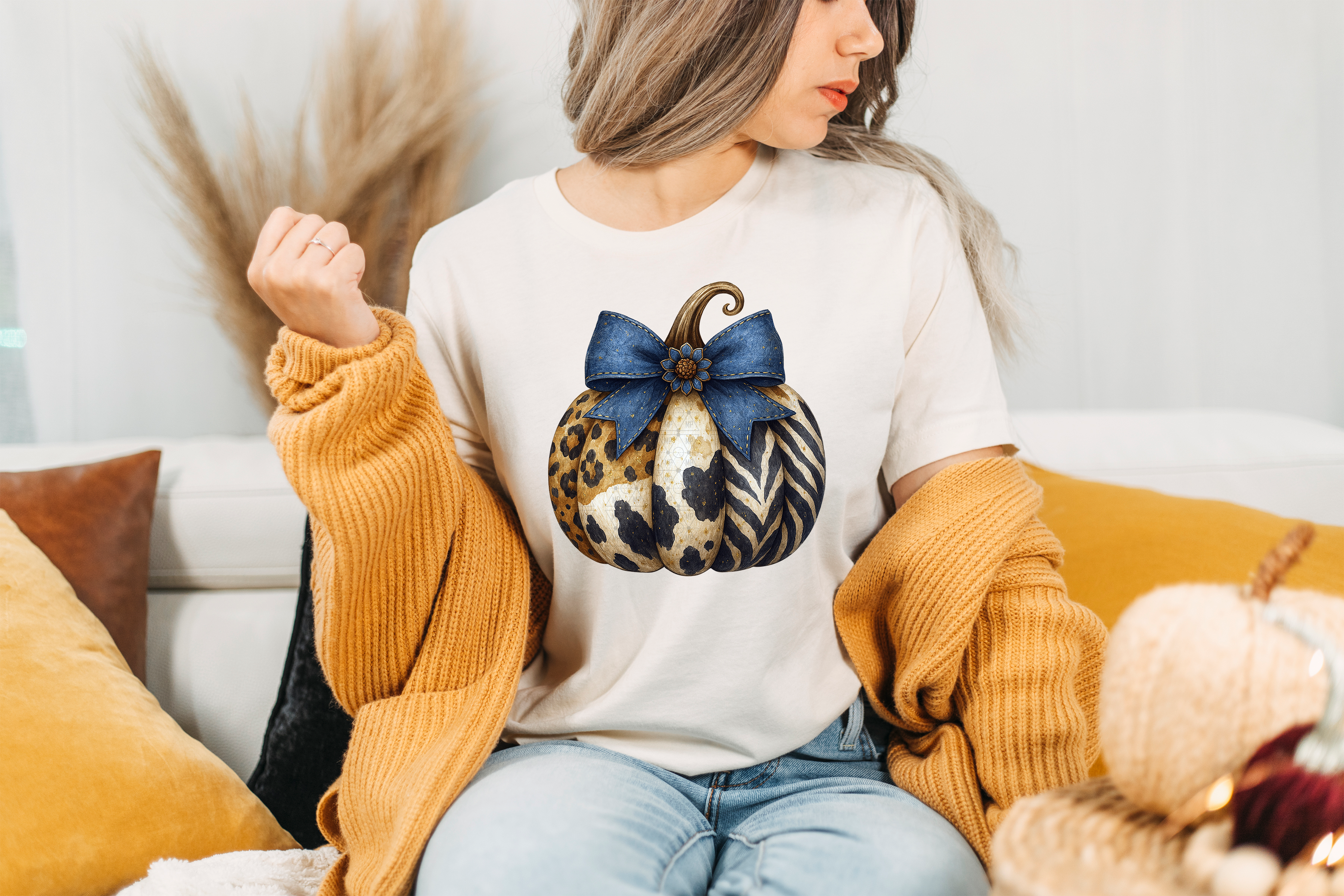 Boho Cowhide Pumpkin