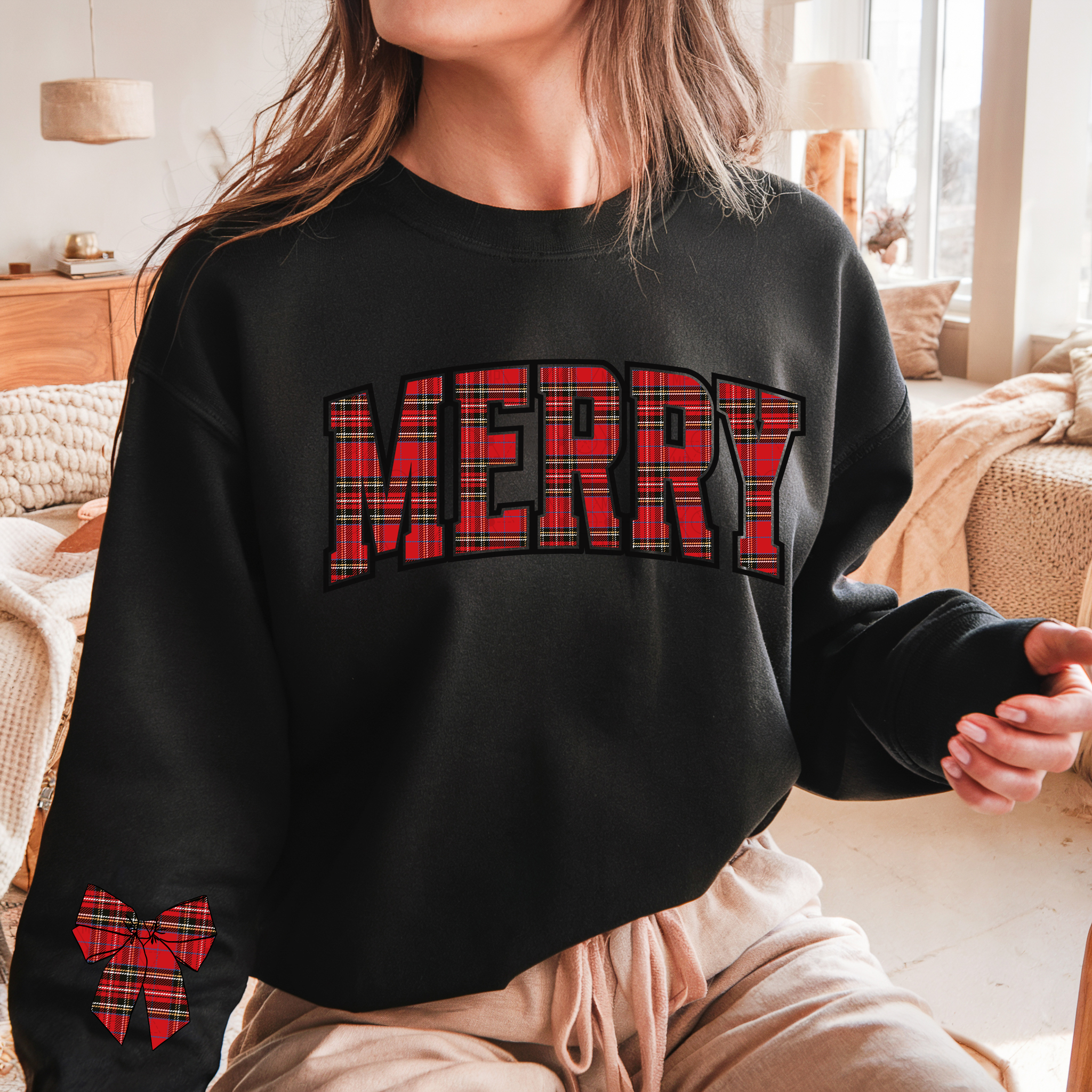 Red Plaid Merry with Bow